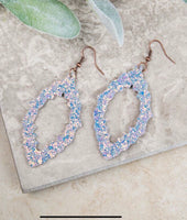 Iridescent White Glitter Earrings